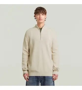 G-Star per uomo D26726-C868-1603 Maglia beige con mezza zip, Casual, Cotone