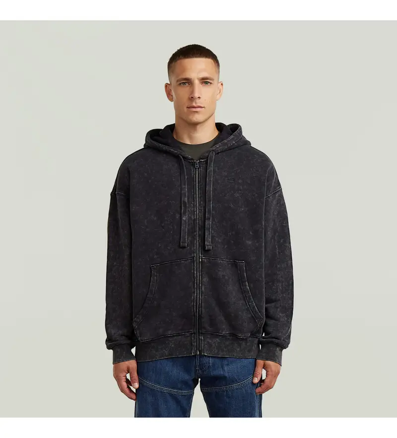 G-Star Maglia uomo felpa nera lavata larga in cotone