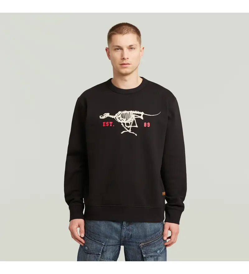 G-Star Felpa nera Running Dog Uomo in cotone biologico