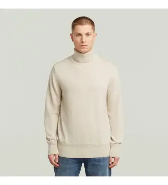 G-Star per uomo D27706-B692-1603 Maglia tartaruga premium beige, Casual, Lana Bianco