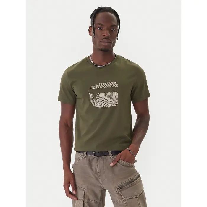 G-Star Raw T-shirt Finger Print Burger D26041-C506 Verde scuro Regular Fit