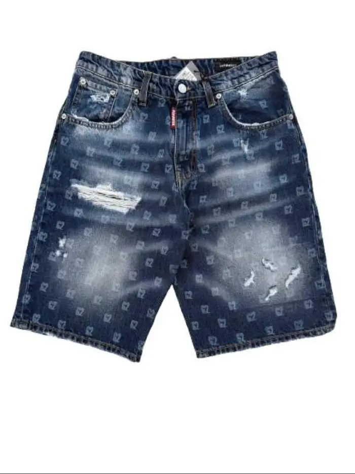 G2firenze shorts in denim bambino logo all over
