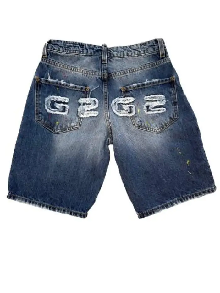 G2firenze shorts in denim bambino maxi logo sul retro