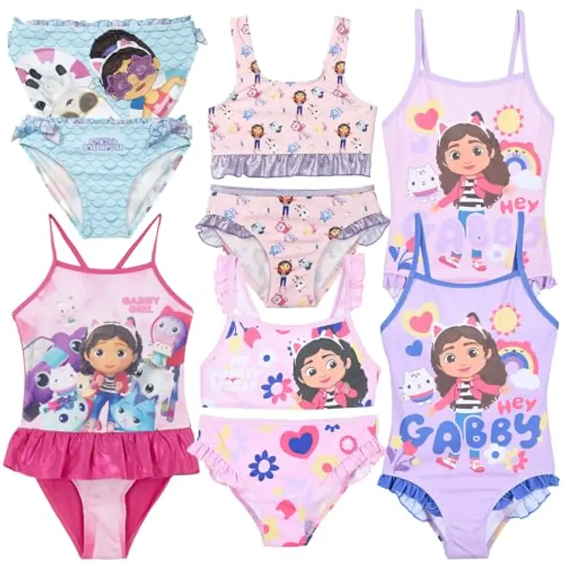 Gabby's Dollhouse Bambina - Costume da Bagno Intero 1 Pezzo o Bikini 2 Pezzi o Monokini Mare Piscina - Licenza Ufficiale [180052 Intero