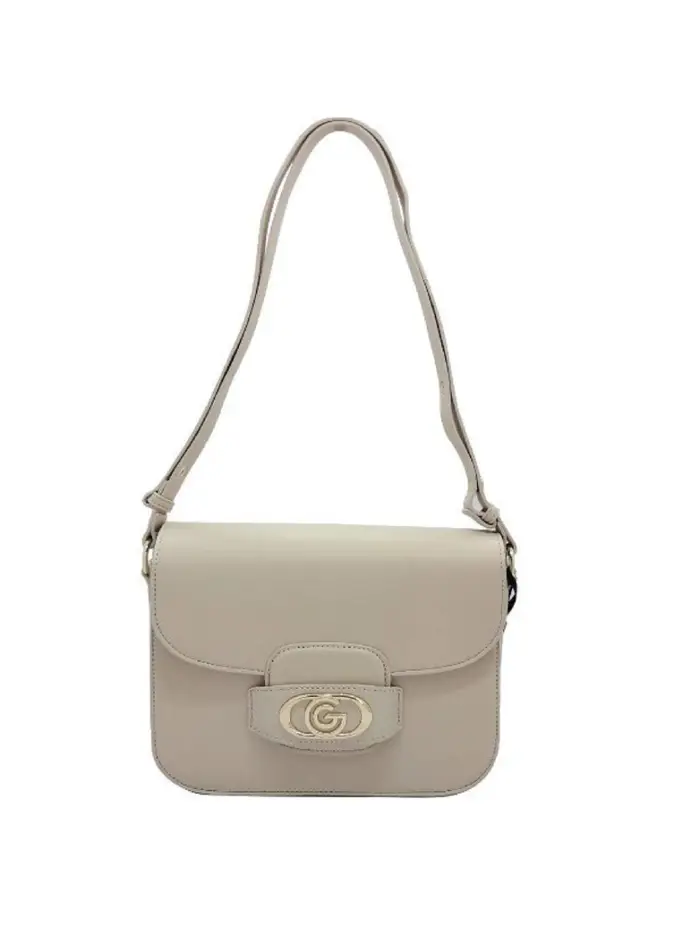Gabriella Gucci borsa hera a tracolla beige con logo in metallo