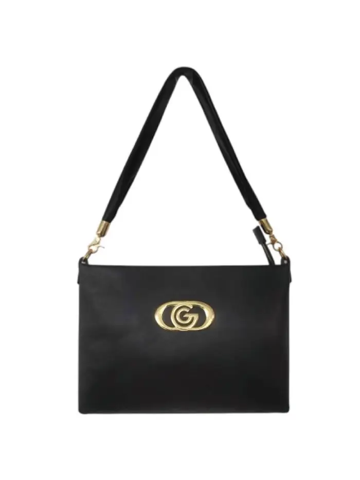 Gabriella Gucci borsa rodi a spalla nera con logo in metallo oro