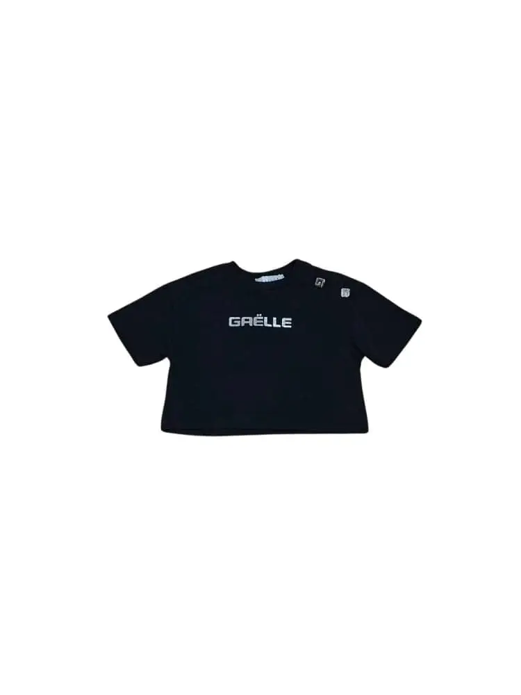 Gaelle tshirt nera bambina logo sul davanti