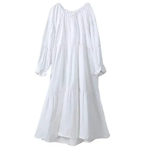 Gaga city Camicia da Notte Bambina Maniche Lunghe Cotone Pigiama Vestito da Notte Bianca per