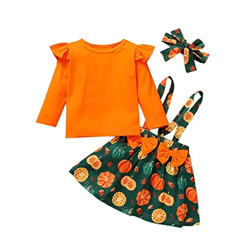 Gajaous Set di costumi per neonati per Halloween, set di body zucca per neonate e bambine in età prescolare, set di