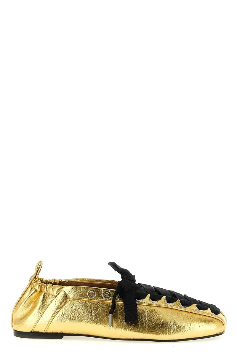 GANNI Ballerina 'Lace-Up' Oro