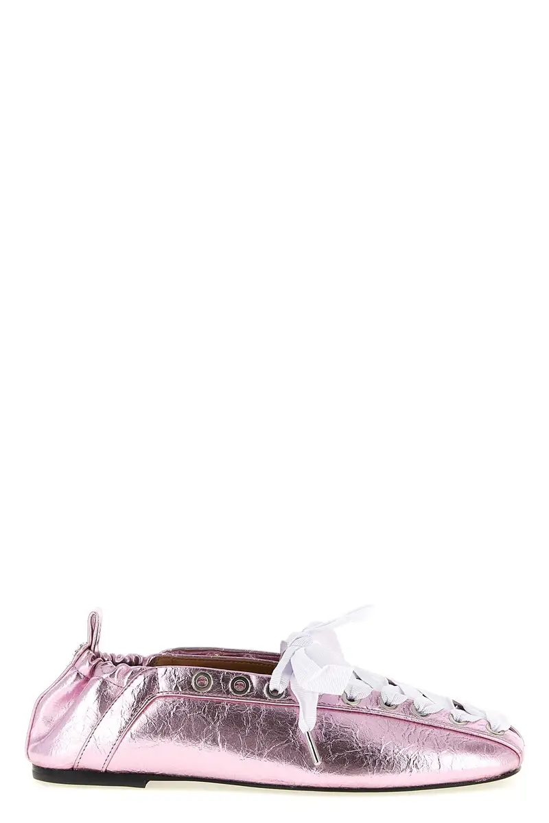 GANNI Ballerina 'Lace-Up' Rosa
