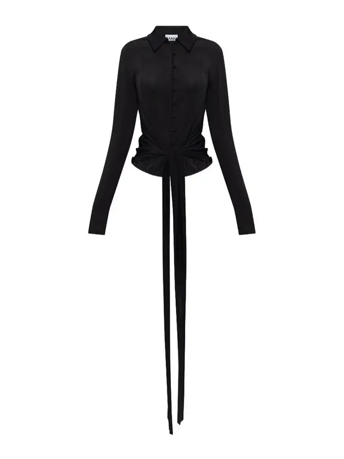 Blusa nera con lacci in vita Nero