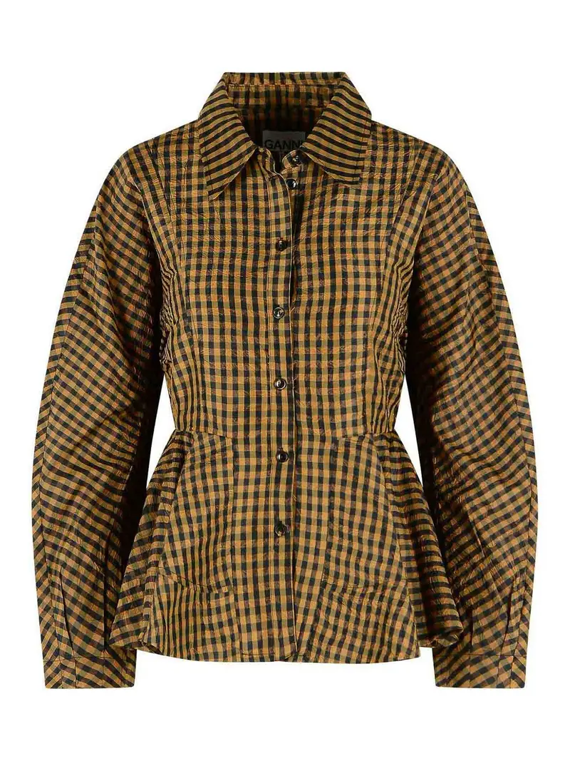 Ganni Camicia in poliestere bicolore Marrone