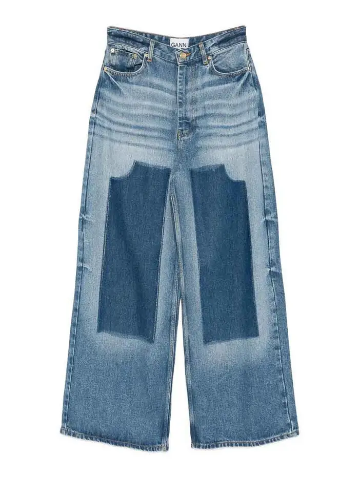 Ganni Jeans larghi in denim leggero Lavaggio Medio