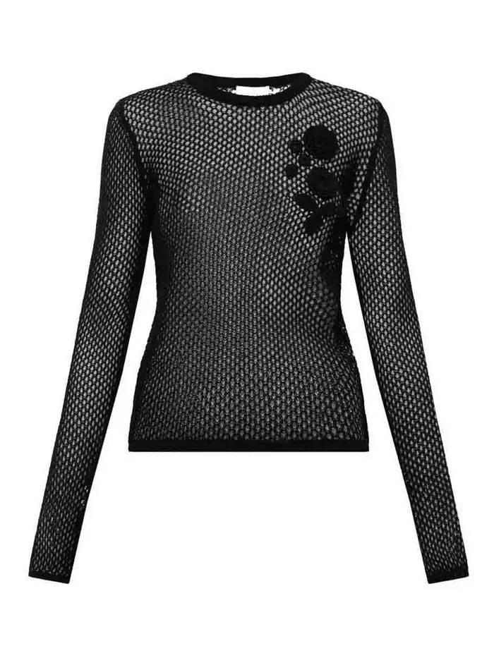 Ganni Maglia a maniche lunghe Pointelle Nero
