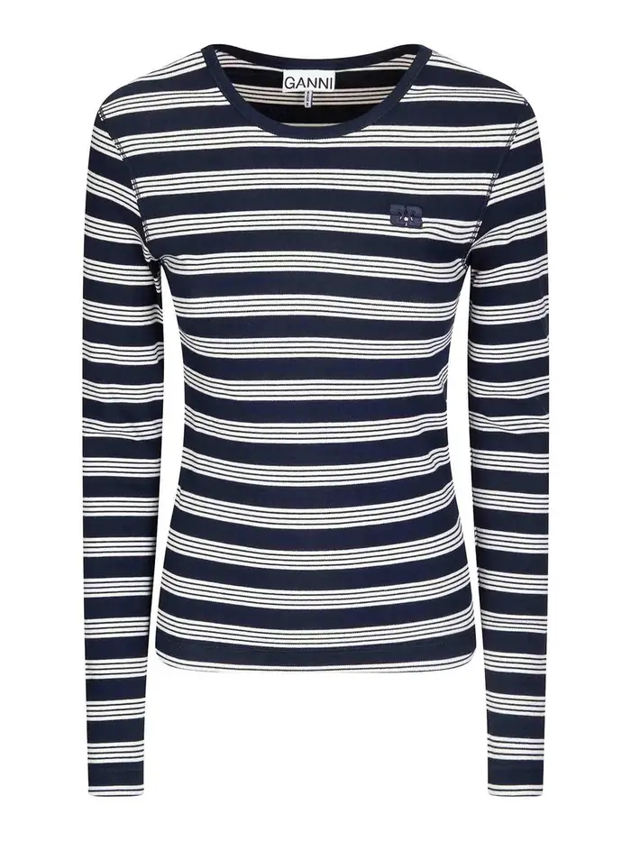 Manica lunga a costine Azzurro