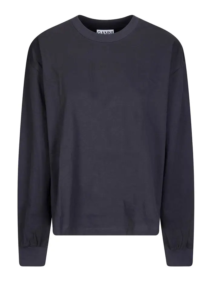 Manica lunga essenziale in cotone basic Nero