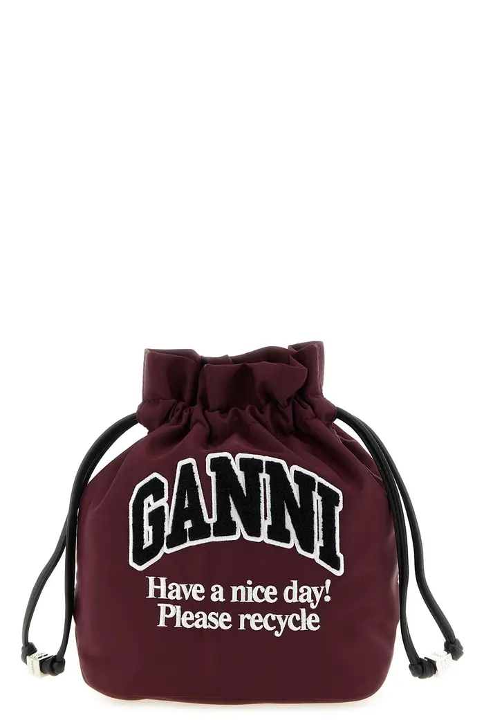 Pouch Ganni Logo Bordeaux