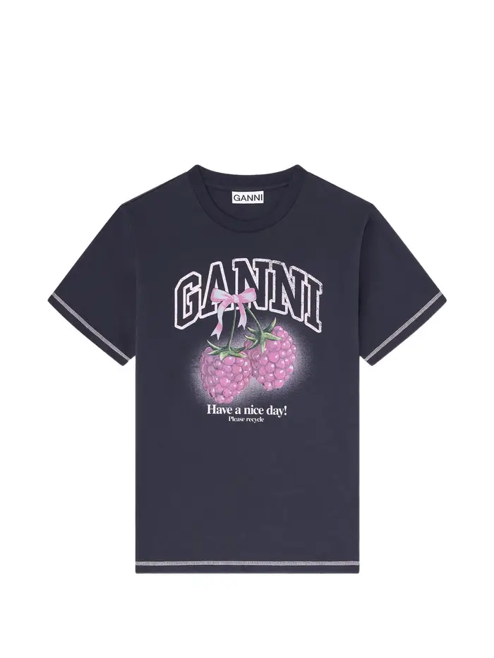 Ganni T-shirt con stampa vivace BLU