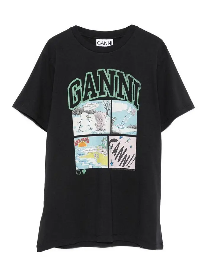 Ganni T-shirt in cotone biologico Nero
