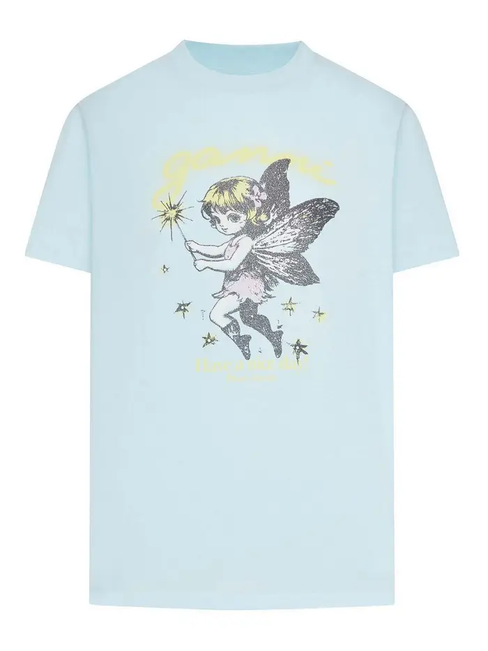 T-shirt in cotone con stampa grafica fata Blu