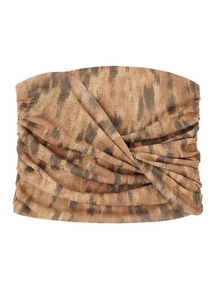Top a fascia stampato Marrone