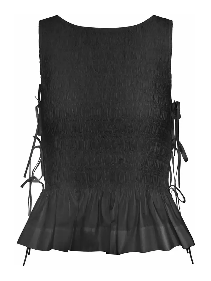 Ganni Top in cotone nero con strati