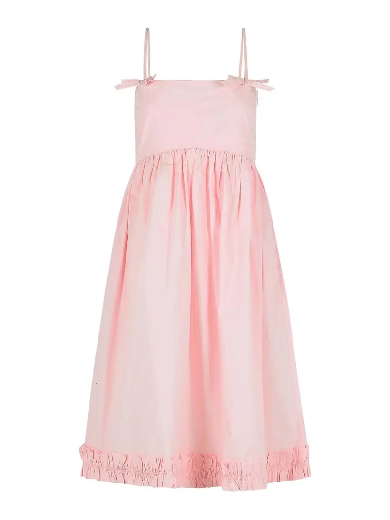 Ganni Vestito di cotone rosa Color Carne E Neutri