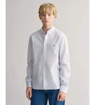 Gant per ragazzo 930483 Camicia in popeline a quadri per ragazzi con scudo Vichy blu (16años= 176cm), Casual, Cotone, Manica lunga, moda pe