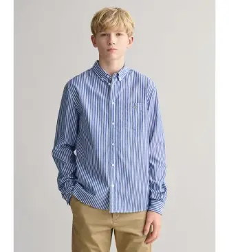 per ragazzo 930484 Camicia in popeline a righe per ragazzi con scudo blu (11/12años= 146/152cm), Casual, Cotone, Manica lunga, moda pe