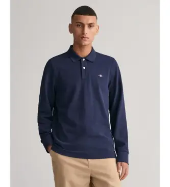 Gant per uomo 2230 Polo in piqué con scudo blu scuro (3XL), Casual, Cotone, Manica lunga, Navy