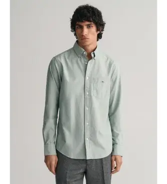 per uomo 3000200 Camicia Oxford vestibilità regolare verde (5XL), Casual, Cotone, Classico, Manica lunga