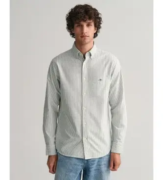 per uomo 3000230 Camicia Oxford vestibilità regolare a righe sottili verdi (4XL), Casual, Verde, Cotone, Classico, Manica lunga