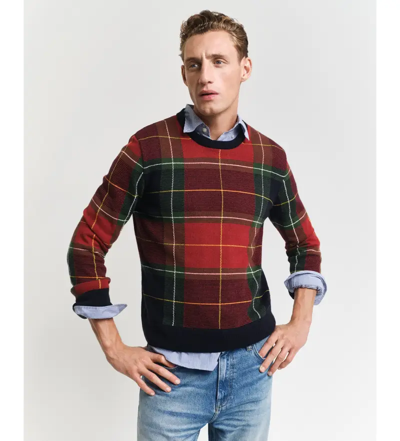 Gant per uomo 8030223 Maglia a quadri rossi, Rosso, Casual, Lana