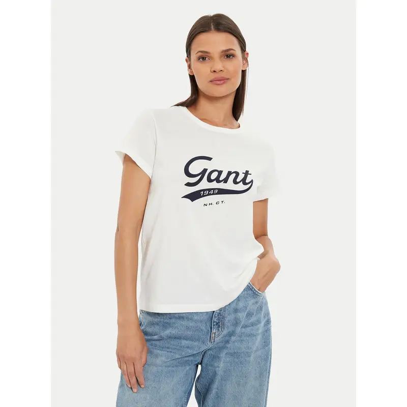 Gant Maglia Donna Script Graphic Bianco Regular Fit