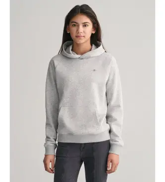 Gant unisex per bambino 906878 Felpa grigia con stemma (16años= 176cm), Casual, Grigio, Cotone, Manica lunga, moda per bambini