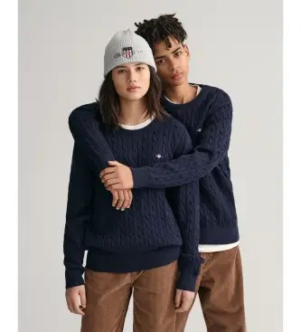 unisex per bambino 984047 Maglione girocollo in maglia di cotone per ragazzi con scudo blu scuro (9/10años= 134/140cm), Casual, Manica