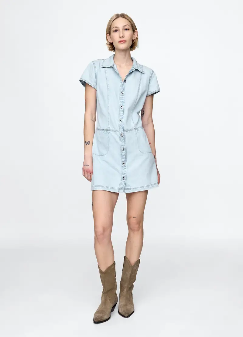 GAP Abito In Denim Azzurro, Donna, Azzurro