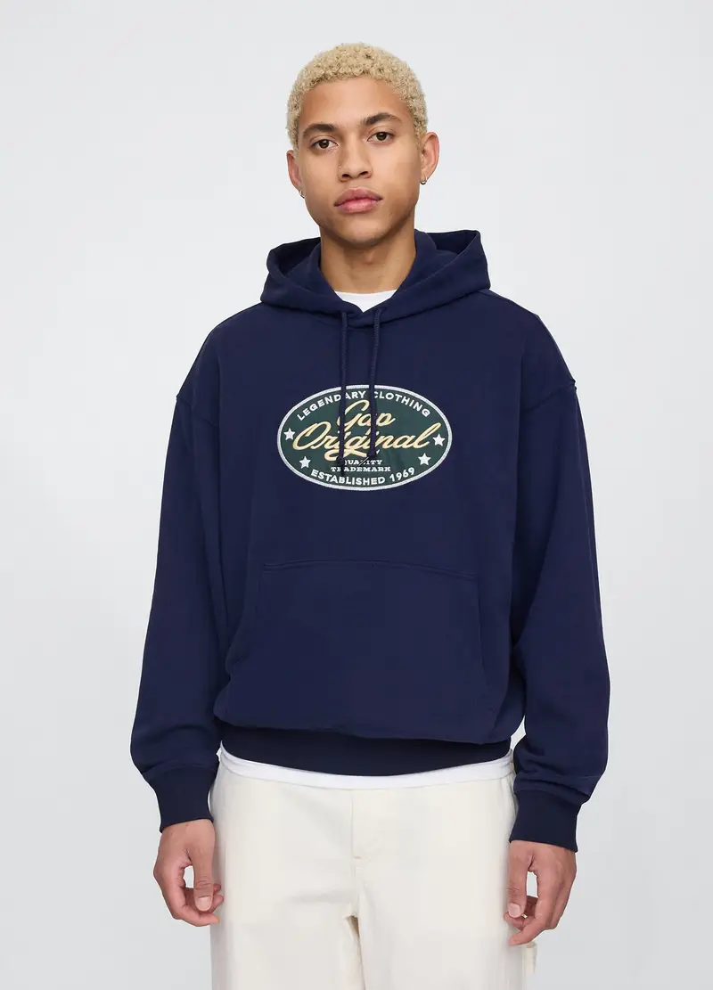 GAP Felpa Blu Con Cappuccio Original, Uomo, Blu