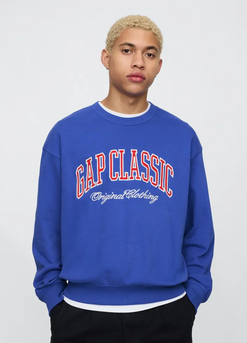 GAP Felpa Blu Classic Con Stampa, Uomo, Blu