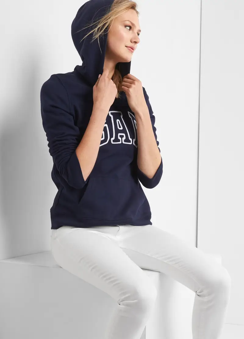 GAP Felpa con cappuccio e ricamo logo,, Blu navy