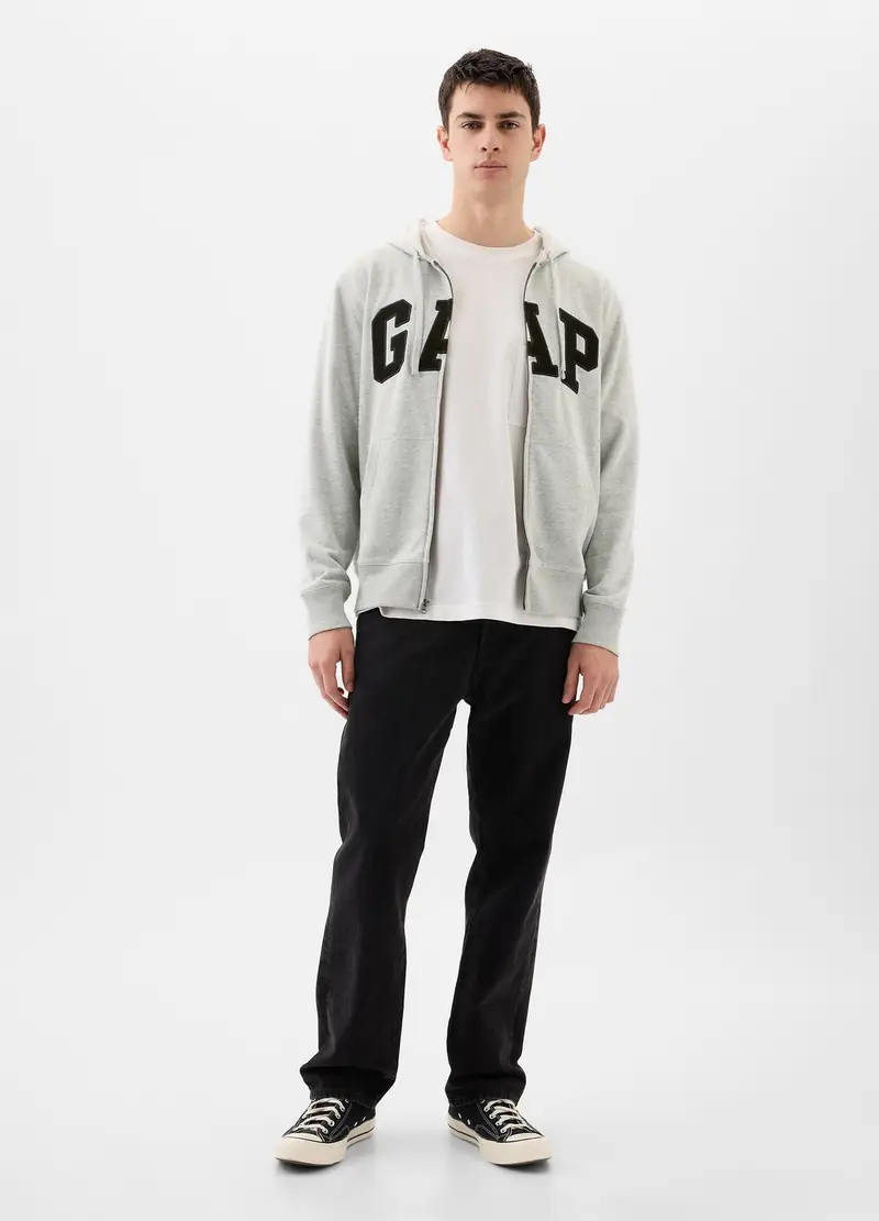 GAP Felpa con cappuccio e ricamo logo,, Grigio chiaro melange