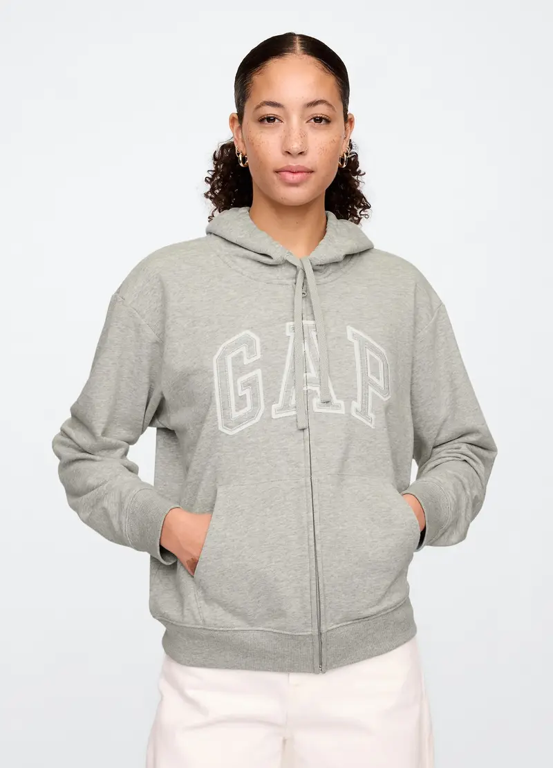 GAP Felpa con cappuccio grigia con logo,, Grigio chiaro