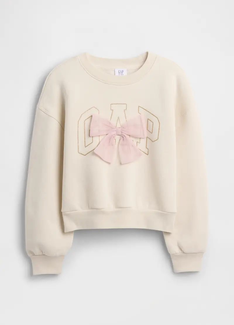 GAP Felpa con fiocco, Bambina, Beige chiaro