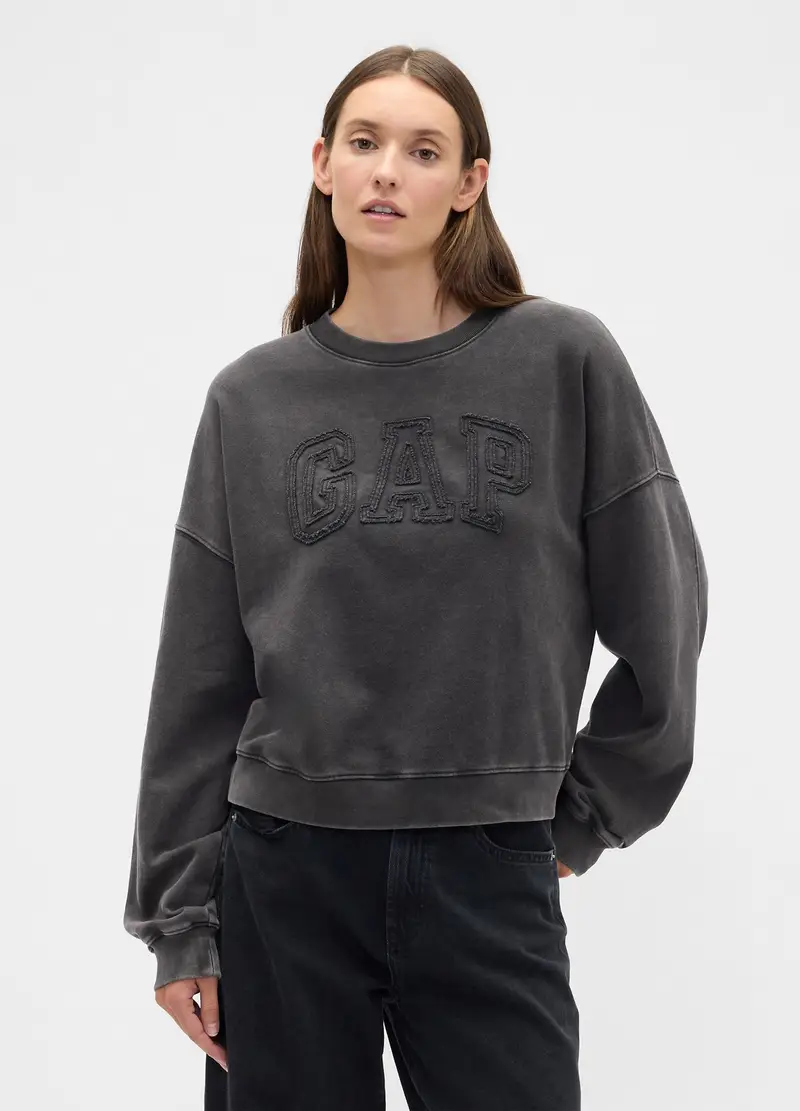 GAP Felpa Con Logo Ricamato, Donna, Grigio