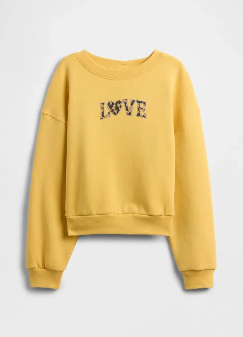 GAP Felpa con scritta Love, Bambina, Giallo banana