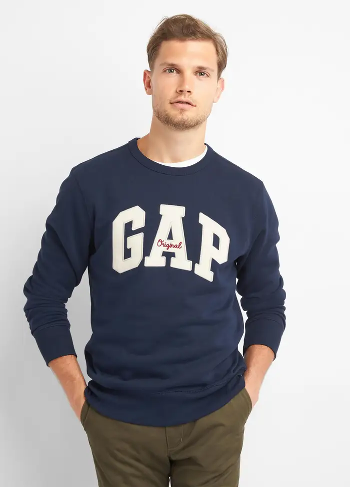 GAP Felpa girocollo con patch logo e ricamo,, Blu navy