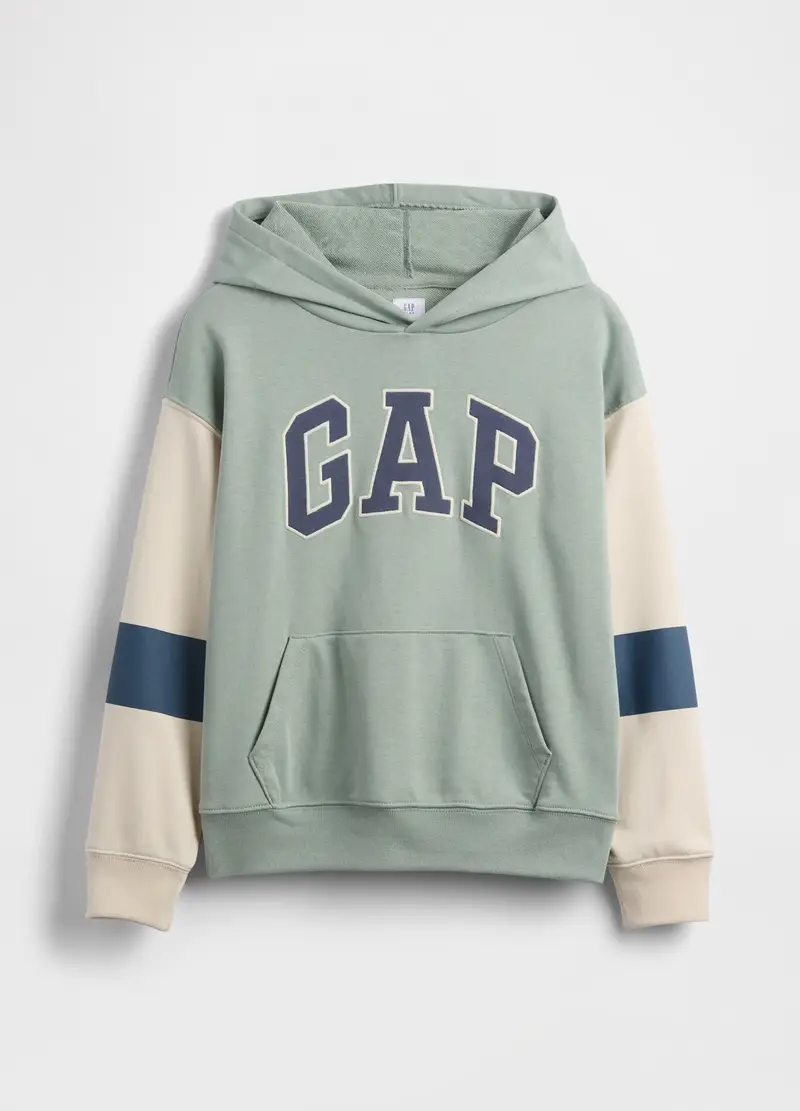GAP Felpa in misto cotone regular fit con logo, Bambino, Beige/Verde