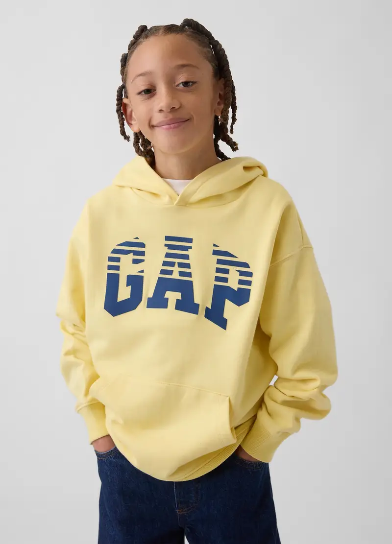 GAP Felpa in misto cotone regular fit con logo, Bambino, Giallo canarino