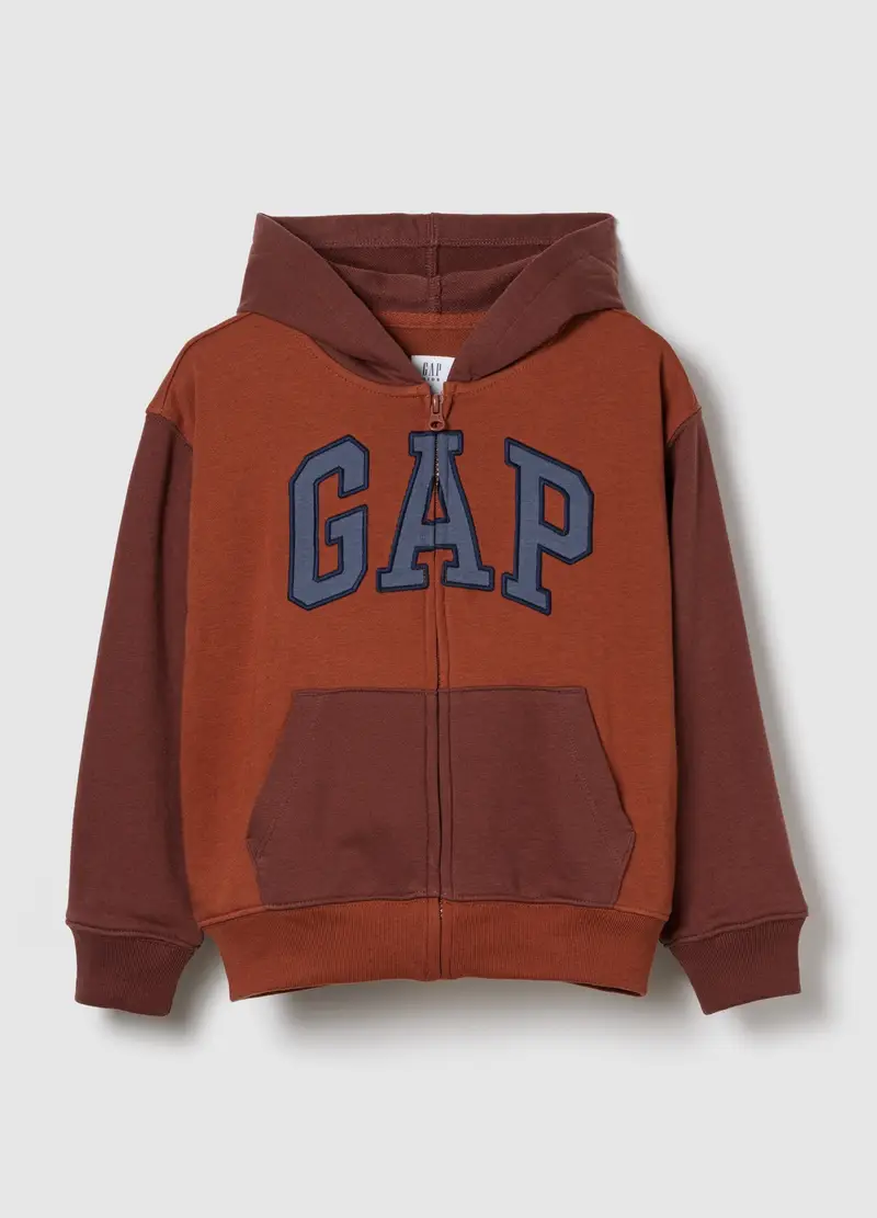 GAP Felpa marrone con cappuccio e chiusura totale, Bambino, Rosso
